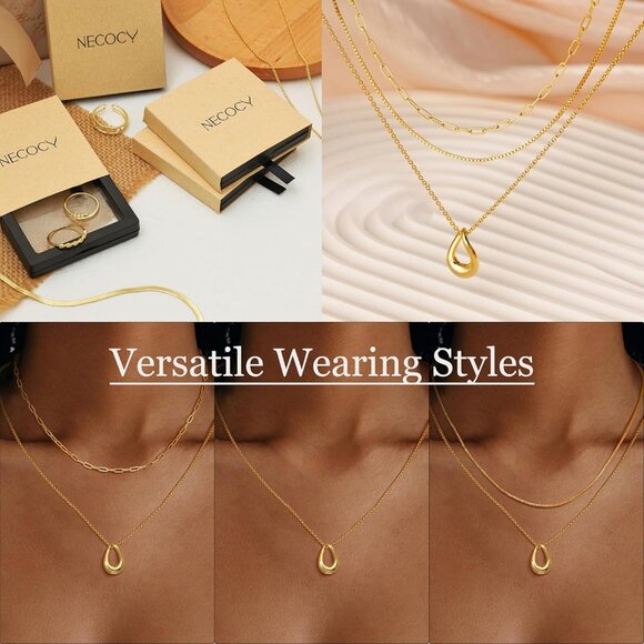 Christmas gift gold Style 04 plated layered necklaces women dainty choker set - Picture 3 of 7